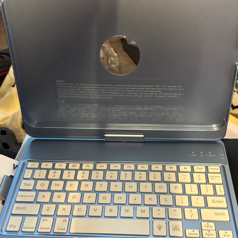 Blue Bluetooth Keyboard Case with White Keys
